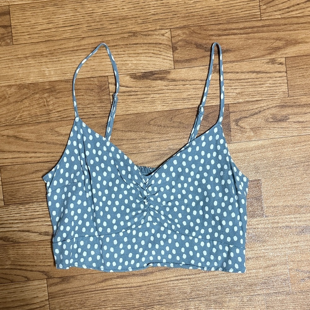 Abercrombie & Fitch Blue Polka Dot Crop Top